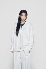 24FW BASIC BIO WASHING HOODIE ZIP UP CREAM