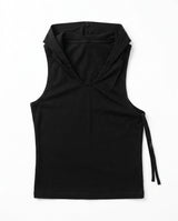  OPEN RIBBON HOODIE TOP