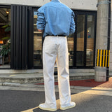 LMN ファーストコットンワイドパンツ (6 colors) - IVORY, SAND GRAY model pitting