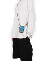 YMW argyle small bag - charcoal & light blue