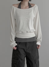 Blend Waffle Layered Halter Sweatshirt