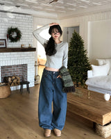 Deez Back Pocket Washed Denim Balloon Pants