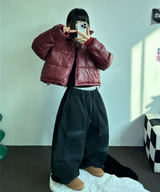 ライティングクロッピードショートパディング ❤🖤💚🤎💛🧡8カラー