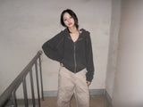 waffle hood zip-up