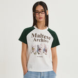 マルチーズアーカイブラグランハーフスリーブTシャツ