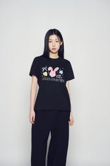 25SS ツインクルジュエリーバニーウィメンズショートスリーブTシャツ ブラック