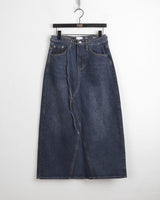 Taps Belt Set Slit Denim Long Skirt