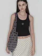 Big hobo bag - Black polka dot (Reversible) / Free Gift