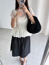 organza balloon blouse (3color)