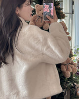 High neck fur jacket