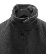 High-neck quilted adjust wool half coat
