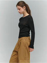 SLIP SHEER WAVE LONGSLEEVE [BLACK]