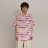 Stripe Logo Pique Half T-shirt