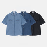 LMN ヘイバイオウォッシングショートスリーブデニムシャツ (3カラー)
