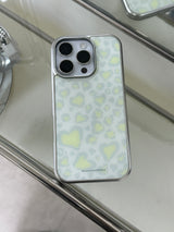 Hearts Leopard Silver MagSafe iPhone Case