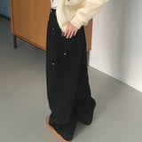 Artoon Patch Carpenter Wide Cotton Pants