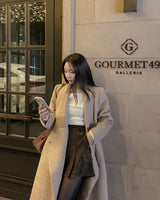 Peaked color Wool long coat