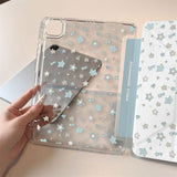 ブルー チェック スター ポイント デタッチャブル スマート iPad ケース