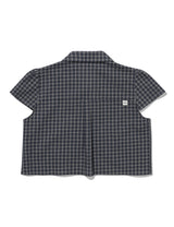 CHECKERED DOUBLE BLOUSE(NAVY)