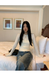 Daisy lace cuffs long-sleeved t-shirt