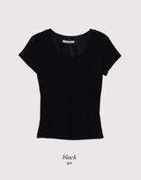 ベーシックスリムリブUネック半袖Tシャツ (5color)