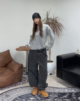 Tove Waffle Henley Neck Long Sleeve Tee