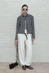 CHECK TAILORED TIE JACKET_BLACK