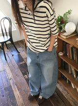 オベワイドデニムパンツ
