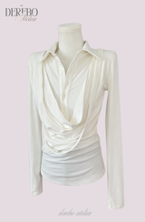 Lily Shirring Shirt Long Sleeve Top