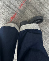 Lace Dark Denim Banded Waist Wide Pants