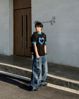 Part Blue Wash Distressed Denim