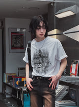 Grunge ナッシングプリンティング半袖Tシャツ