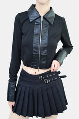 Esser leather color block shirt