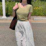【BELLIDE MADE】モダール素材 Uネック無地半袖Tシャツ