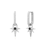 シルバーブラックオニキススタードロップ925シルバーリングイヤリングE061-12H