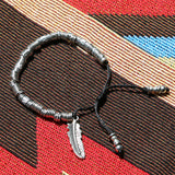 feather & antique silver beads bracelet