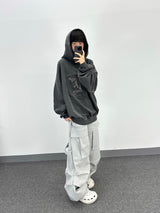 カットオフプリントピグメントフーディー