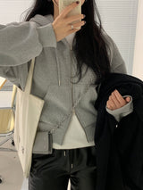 [MADE] Stern hip crop two-way hood zip-up -basic