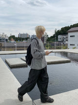 Space String ballon denim wide pants 2color