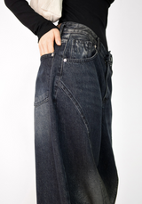 devil black over denim pants