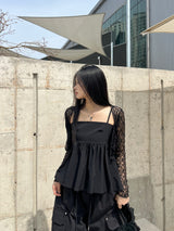 Rosee シースルーレースボレロ 長袖カーディガン (3 colors)
