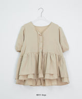 Pombo Tiered Frill Over Fit Short Sleeve Puff Blouse