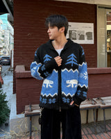 Winter wool knit zip-up