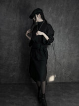 chiffon scarf high-neck shirt (2color)