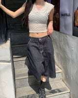 Raw bermuda pants