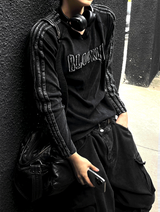 Vネックピグメントトラックブルックリン長袖Tシャツ