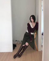 brondy matte suede asymmetric sk