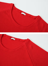 UネックアイレットベーシックニットTシャツ (4color)