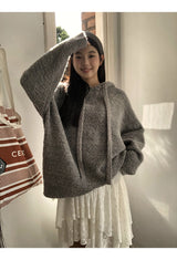 wool gray hood oversized fit knitwear