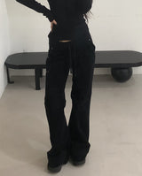 Banding Low-Rise Loose Bootcut Pants